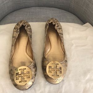 Tory Burch Gold Reva Flats